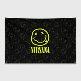 Флаг-баннер с принтом Nirvana 1 , 100% полиэстер | размер 67 х 109 см, плотность ткани — 95 г/м2; по краям флага есть четыре люверса для крепления | cobain | kurt | kurt cobain | nirvana | rock | smile | гитара | кобейн | курт | курт кобейн | нирвана | рок