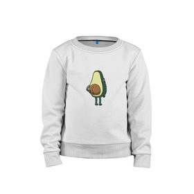 Детский свитшот хлопок с принтом Авокадо , 100% хлопок | круглый вырез горловины, эластичные манжеты, пояс и воротник | Тематика изображения на принте: авокадо | фрукт