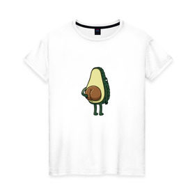 Женская футболка хлопок с принтом Авокадо , 100% хлопок | прямой крой, круглый вырез горловины, длина до линии бедер, слегка спущенное плечо | авокадо | фрукт