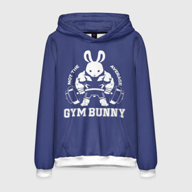 Мужская толстовка 3D с принтом GYM BUNNY , 100% полиэстер | двухслойный капюшон со шнурком для регулировки, мягкие манжеты на рукавах и по низу толстовки, спереди карман-кенгуру с мягким внутренним слоем. | bodybuilding | diet | exercise | fitness | gym | heath | motivation | muscle | phil | training | workout | бодибилдинг | мотивация | спорт | трансформация | фитнес | эстетичный