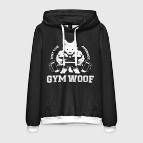 Мужская толстовка 3D с принтом GYM WOOF , 100% полиэстер | двухслойный капюшон со шнурком для регулировки, мягкие манжеты на рукавах и по низу толстовки, спереди карман-кенгуру с мягким внутренним слоем. | bodybuilding | diet | exercise | fitness | gym | heath | motivation | muscle | phil | training | workout | бодибилдинг | мотивация | спорт | трансформация | фитнес | эстетичный