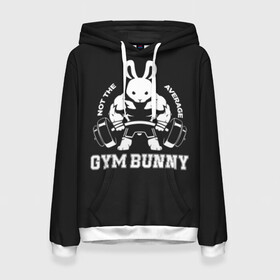 Женская толстовка 3D с принтом GYM BUNNY , 100% полиэстер  | двухслойный капюшон со шнурком для регулировки, мягкие манжеты на рукавах и по низу толстовки, спереди карман-кенгуру с мягким внутренним слоем. | bodybuilding | diet | exercise | fitness | gym | heath | motivation | muscle | phil | training | workout | бодибилдинг | мотивация | спорт | трансформация | фитнес | эстетичный