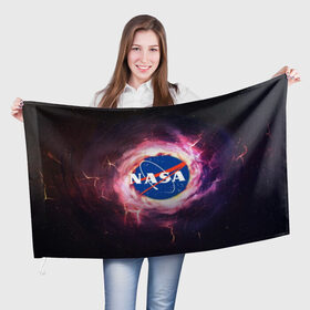 Флаг 3D с принтом Nasa. , 100% полиэстер | плотность ткани — 95 г/м2, размер — 67 х 109 см. Принт наносится с одной стороны | galaxy | nasa | outer space | space company | star | астрономия | галактика | звезды | космическая компания | космическое пространство | космос | наса