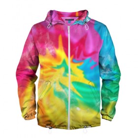 Мужская ветровка 3D с принтом Tie-Dye , 100% полиэстер | подол и капюшон оформлены резинкой с фиксаторами, два кармана без застежек по бокам, один потайной карман на груди | tie dye | tie dye краски | tie dye купить | стиль tie dye | футболка tie dye