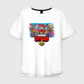 Мужская футболка хлопок Oversize с принтом BRAWL STARS , 100% хлопок | свободный крой, круглый ворот, “спинка” длиннее передней части | android | brawl stars | games | mobile game | stars | игры | мобильные игры