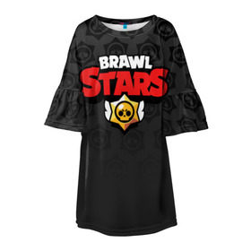 Детское платье 3D с принтом BRAWL STARS , 100% полиэстер | прямой силуэт, чуть расширенный к низу. Круглая горловина, на рукавах — воланы | android | brawl stars | games | mobile game | stars | игры | мобильные игры