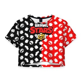 Женская футболка Cropp-top с принтом BRAWL STARS , 100% полиэстер | круглая горловина, длина футболки до линии талии, рукава с отворотами | android | brawl stars | games | mobile game | stars | игры | мобильные игры