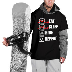 Накидка на куртку 3D с принтом Ride black , 100% полиэстер |  | bicycle | bike | cycle | eat | eat sleep | eat sleep repeat | eat sleep ride | eat sleep ride repeat | ride | sleep | вело | велосипед | есть | катать | повторить | спать
