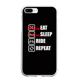 Чехол для iPhone 7Plus/8 Plus матовый с принтом Ride black , Силикон | Область печати: задняя сторона чехла, без боковых панелей | bicycle | bike | cycle | eat | eat sleep | eat sleep repeat | eat sleep ride | eat sleep ride repeat | ride | sleep | вело | велосипед | есть | катать | повторить | спать