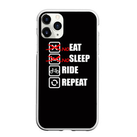 Чехол для iPhone 11 Pro Max матовый с принтом Ride black , Силикон |  | bicycle | bike | cycle | eat | eat sleep | eat sleep repeat | eat sleep ride | eat sleep ride repeat | ride | sleep | вело | велосипед | есть | катать | повторить | спать