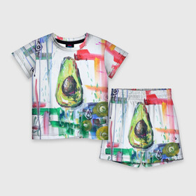 Детский костюм с шортами 3D с принтом Авокадо авангард ,  |  | Тематика изображения на принте: авокадо | веган | девушкам | здоровое питание | здоровье | люблю авокадо | овощи | пп | стильно | сыроед | фрукты