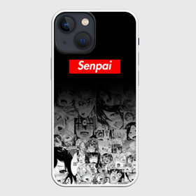 Чехол для iPhone 13 mini с принтом Senpai ,  |  | 2 versia | ahegao | anime | manga | paint | red | sempai | senpai | sup | supreme | trend | white | аниме | белый | манга | семпай | сенпай | суп | суприм