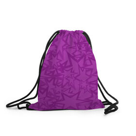 Рюкзак-мешок 3D с принтом Абстракция. , 100% полиэстер | плотность ткани — 200 г/м2, размер — 35 х 45 см; лямки — толстые шнурки, застежка на шнуровке, без карманов и подкладки | абстракция | звёзды | красочная | символы | фигуры | фиолетовые | фиолетовый