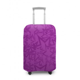 Чехол для чемодана 3D с принтом Абстракция. , 86% полиэфир, 14% спандекс | двустороннее нанесение принта, прорези для ручек и колес | абстракция | звёзды | красочная | символы | фигуры | фиолетовые | фиолетовый
