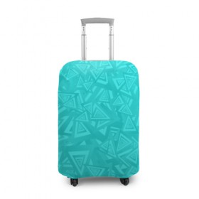 Чехол для чемодана 3D с принтом Абстракция. , 86% полиэфир, 14% спандекс | двустороннее нанесение принта, прорези для ручек и колес | абстракция | бирюза | бирюзовый | красочная | символы | треугольники | фигуры | яркая