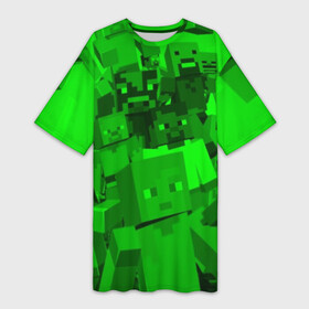 Платье-футболка 3D с принтом MINECRAFT GAME ,  |  | blade | blocks | creeper | cubes | game | ken | mine craft | minecraft | mobs | sword | игры | крипер | майн крафт | майнкрафт | моб