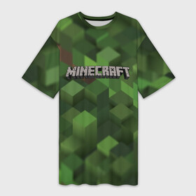 Платье-футболка 3D с принтом MINECRAFT ,  |  | blade | blocks | creeper | cubes | game | ken | mine craft | minecraft | mobs | sword | игры | крипер | майн крафт | майнкрафт | моб
