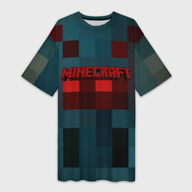 Платье-футболка 3D с принтом MINECRAFT ,  |  | blade | blocks | creeper | cubes | game | ken | mine craft | minecraft | mobs | sword | игры | крипер | майн крафт | майнкрафт | моб