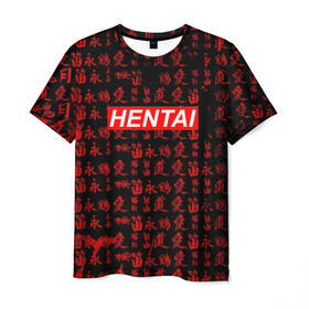 Мужская футболка 3D с принтом HENTAI , 100% полиэфир | прямой крой, круглый вырез горловины, длина до линии бедер | ahegao | anime | kawai | kowai | oppai | otaku | senpai | sugoi | waifu | yandere | аниме | ахегао | ковай | культура | отаку | сенпай | тренд | яндере