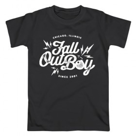 Мужская футболка хлопок с принтом Fall Out Boy , 100% хлопок | прямой крой, круглый вырез горловины, длина до линии бедер, слегка спущенное плечо. | Тематика изображения на принте: fall out boy | fallout | falloutboy | группа | музыка | панк | рок | фолаутбой