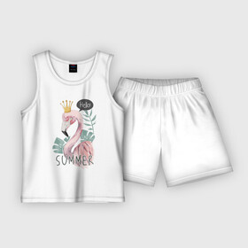 Детская пижама с шортами хлопок с принтом Фламинго ,  |  | flamingo | летние | лето | птица | птицы | фламинго