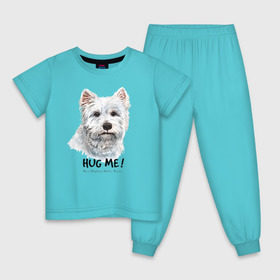 Детская пижама хлопок с принтом Вест-хайленд-уайт-терьер , 100% хлопок |  брюки и футболка прямого кроя, без карманов, на брюках мягкая резинка на поясе и по низу штанин
 | dog | highland | terrier | west | white | вест | собака | собаки | терьер | уайт | хайленд