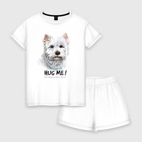 Женская пижама с шортиками хлопок с принтом Вест-хайленд-уайт-терьер , 100% хлопок | футболка прямого кроя, шорты свободные с широкой мягкой резинкой | dog | highland | terrier | west | white | вест | собака | собаки | терьер | уайт | хайленд