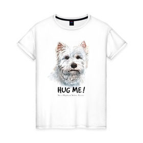 Женская футболка хлопок с принтом Вест-хайленд-уайт-терьер , 100% хлопок | прямой крой, круглый вырез горловины, длина до линии бедер, слегка спущенное плечо | dog | highland | terrier | west | white | вест | собака | собаки | терьер | уайт | хайленд