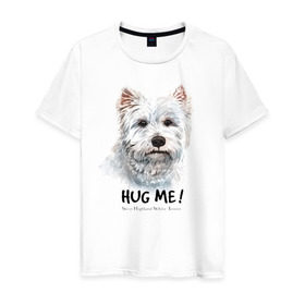 Мужская футболка хлопок с принтом Вест-хайленд-уайт-терьер , 100% хлопок | прямой крой, круглый вырез горловины, длина до линии бедер, слегка спущенное плечо. | dog | highland | terrier | west | white | вест | собака | собаки | терьер | уайт | хайленд