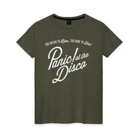 Женская футболка хлопок с принтом Panic! At the Disco , 100% хлопок | прямой крой, круглый вырез горловины, длина до линии бедер, слегка спущенное плечо | panic | panic at the disco | patd | группа | музыка | райан росс | рок