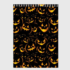 Скетчбук с принтом Хэллоуин , 100% бумага
 | 48 листов, плотность листов — 100 г/м2, плотность картонной обложки — 250 г/м2. Листы скреплены сверху удобной пружинной спиралью | background | black | color | eyes | fangs | halloween | holiday | horror | orange | pumpkin | sinister | teeth | vegetable | yellow | глаза | желтый | зловещий | зубы | клыки | овощ | оранжевый | праздник | тыквы | ужас | фон | хэллоуин | цвет | черный