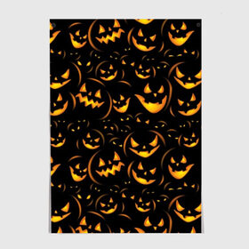 Постер с принтом Хэллоуин , 100% бумага
 | бумага, плотность 150 мг. Матовая, но за счет высокого коэффициента гладкости имеет небольшой блеск и дает на свету блики, но в отличии от глянцевой бумаги не покрыта лаком | background | black | color | eyes | fangs | halloween | holiday | horror | orange | pumpkin | sinister | teeth | vegetable | yellow | глаза | желтый | зловещий | зубы | клыки | овощ | оранжевый | праздник | тыквы | ужас | фон | хэллоуин | цвет | черный