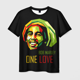 Мужская футболка 3D с принтом Боб Марли , 100% полиэфир | прямой крой, круглый вырез горловины, длина до линии бедер | bob marley | one love | боб марли