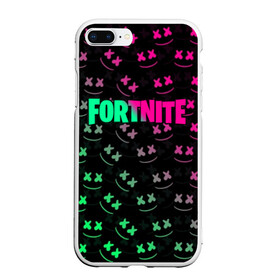 Чехол для iPhone 7Plus/8 Plus матовый с принтом FORTNITE x MARSHMELLO , Силикон | Область печати: задняя сторона чехла, без боковых панелей | 2019 | armor | armour | cybersport | dj | esport | fortnite | game | glitch | logo | marshmello | season 9 | usa | америка | броня | глитч | игра | киберспорт | клубная музыка | маршмелло | 