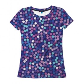 Женская футболка 3D с принтом Пурпурные конфетти , 100% полиэфир ( синтетическое хлопкоподобное полотно) | прямой крой, круглый вырез горловины, длина до линии бедер | 