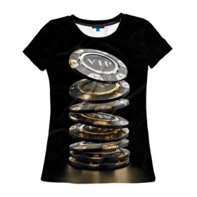 Женская футболка 3D с принтом VIP фишки , 100% полиэфир ( синтетическое хлопкоподобное полотно) | прямой крой, круглый вырез горловины, длина до линии бедер | vip фишки