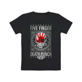 Детская футболка хлопок с принтом Five Finger Death Punch , 100% хлопок | круглый вырез горловины, полуприлегающий силуэт, длина до линии бедер | Тематика изображения на принте: 5fdp | ffdp | five finger death punch | metal | альтернатива | группы | метал | музыка | хеви метал