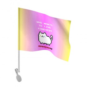 Флаг для автомобиля с принтом Cat forever , 100% полиэстер | Размер: 30*21 см | 9 жизней | forever | pixel art | queen | wants to live | квин цитата | котенок | котик | котики | коты | кошка | кошки | пиксели | пиксель арт