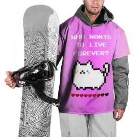 Накидка на куртку 3D с принтом Cat forever , 100% полиэстер |  | 9 жизней | forever | pixel art | queen | wants to live | квин цитата | котенок | котик | котики | коты | кошка | кошки | пиксели | пиксель арт