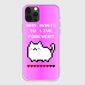 Чехол для iPhone 12 Pro Max с принтом Cat forever , Силикон |  | 9 жизней | forever | pixel art | queen | wants to live | квин цитата | котенок | котик | котики | коты | кошка | кошки | пиксели | пиксель арт