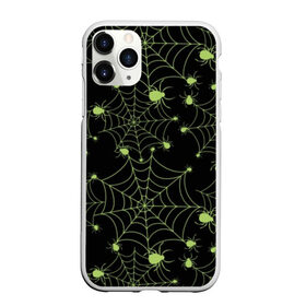 Чехол для iPhone 11 Pro матовый с принтом Зелёная паутина , Силикон |  | background | black | cobweb | color | gothic | green | halloween | holiday | insect | pattern | spider | weave | web | готика | зеленый | насекомое | паук | паутина | плести | праздник | сеть | узор | фон | хэллоуин | цвет | черный