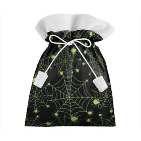 Подарочный 3D мешок с принтом Зелёная паутина , 100% полиэстер | Размер: 29*39 см | background | black | cobweb | color | gothic | green | halloween | holiday | insect | pattern | spider | weave | web | готика | зеленый | насекомое | паук | паутина | плести | праздник | сеть | узор | фон | хэллоуин | цвет | черный