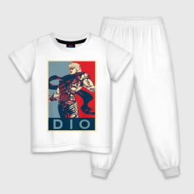 Детская пижама хлопок с принтом Дио Брандо , 100% хлопок |  брюки и футболка прямого кроя, без карманов, на брюках мягкая резинка на поясе и по низу штанин
 | anime | dio | jojo | manga | аниме | джоджо | дио брандо | манга