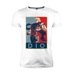 Мужская футболка премиум с принтом Дио Брандо , 92% хлопок, 8% лайкра | приталенный силуэт, круглый вырез ворота, длина до линии бедра, короткий рукав | anime | dio | jojo | manga | аниме | джоджо | дио брандо | манга