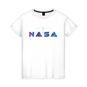 Женская футболка хлопок с принтом Nasa , 100% хлопок | прямой крой, круглый вырез горловины, длина до линии бедер, слегка спущенное плечо | nasa | space | trend | галактика | земля | илон | картинка | картинки | космонавт | космонавтика | космос | луна | маск | мода | надпись | наса | планета | планеты | ракета | система | тренды