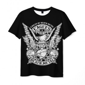 Мужская футболка 3D с принтом Eagles of Death Metal , 100% полиэфир | прямой крой, круглый вырез горловины, длина до линии бедер | 