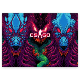 Поздравительная открытка с принтом CS GO Hyper Beast , 100% бумага | плотность бумаги 280 г/м2, матовая, на обратной стороне линовка и место для марки
 | Тематика изображения на принте: 2019 | computer game | counter strike | cs | cs go | csgo | dota | dota2 | game | howl | hyperbeast | warning | автомат | вой | го | игрок | компьютерная игра | контр страйк | контра | кс | оружие | турнир