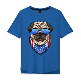 Мужская футболка хлопок Oversize с принтом Крутой Мопс , 100% хлопок | свободный крой, круглый ворот, “спинка” длиннее передней части | pug | америка | мопс | мопсы | собака | собаки | сша