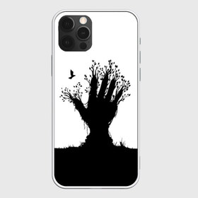 Чехол для iPhone 12 Pro Max с принтом Дерево , Силикон |  | bird | branches | ground | hand | leafs | tree | ветки | дерево | земля | листья | птица | рука