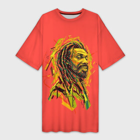 Платье-футболка 3D с принтом RastaArt ,  |  | Тематика изображения на принте: art | bob marley | cannabis | rasta | rastaman | reggae | reggy | weed | боб марли | раста | растаман | регги | рэгги